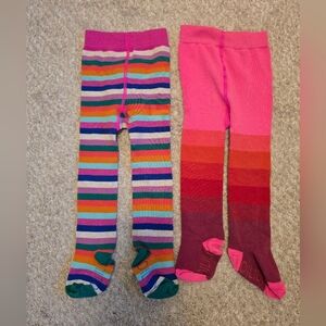 Oilily Set Of 2 Colorful Striped and Pink Gradient Baby Tights 12month, 18month